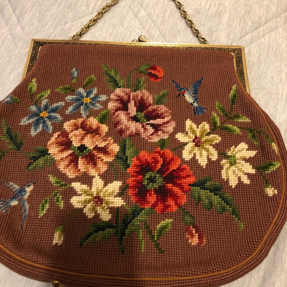 Vintage Maud Hundley petit point handbag.